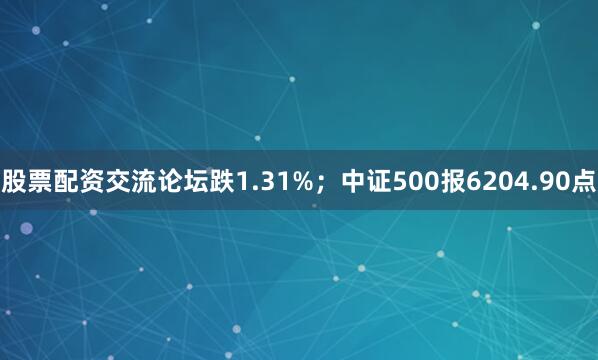股票配资交流论坛跌1.31%；中证500报6204.90点